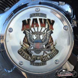 Chrome Harley Davidson Derby Cover - Proud Navy
