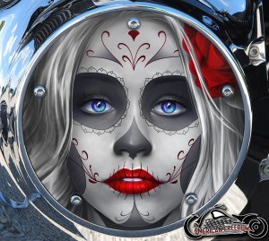 Custom Derby Cover - Day Of The Dead Sugar Skull Red