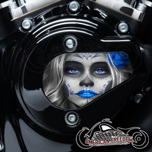 Harley Davidson VVT Timing Medallion - Sugar Skull Blue