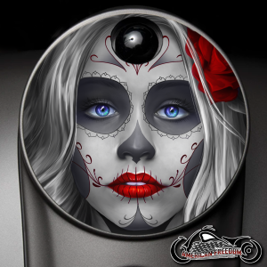 Custom Fuel Door - Red Sugar Skull