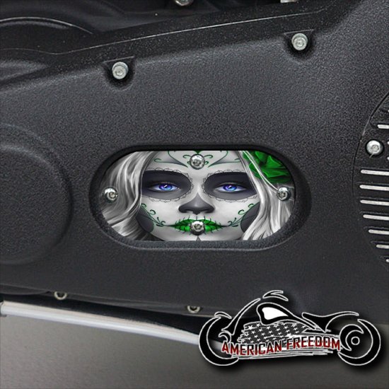 Custom Oval Inspection Cover - Sugar Skull Green