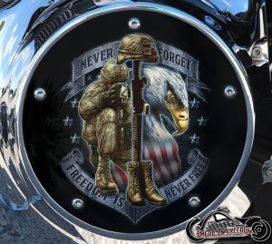 Custom Derby Cover - Never Forget Freedom Is Never Free