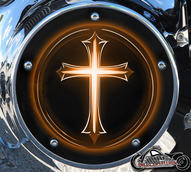 Custom Derby Cover - Orange Glowing Cross