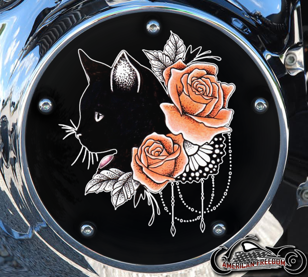 Custom Derby Cover - Roses Cat Orange