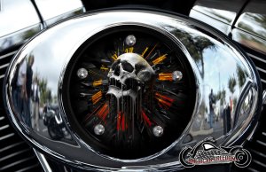 Custom Air Cleaner Cover - Skull Clock (Orange)