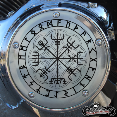 Chrome Harley Davidson Derby Cover - Ornate Vegvisir