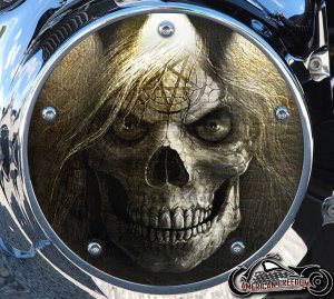 Custom Derby Cover - Skull With Hair Custom Derby Cover - Skull With Hair