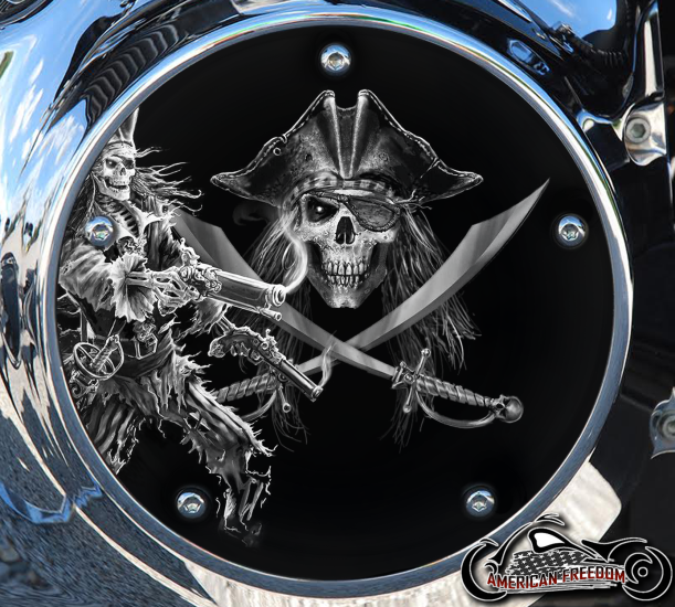 Custom Derby Cover - Pirates B&W