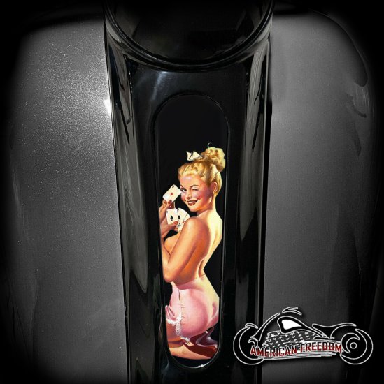 Harley 8 Inch Dash Insert - Playing Cards Pin Up