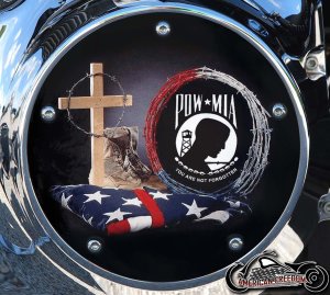Custom Derby Cover - POW MIA Flag, Cross, Boots
