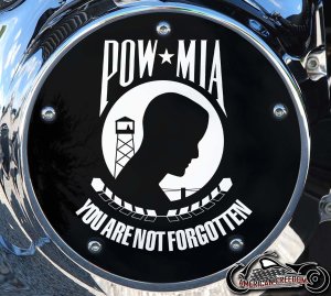 Custom Derby Cover - POW MIA Flag (B&W)