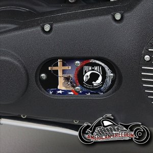 Custom Oval Inspection Cover - Pow Mia Cross and Boots