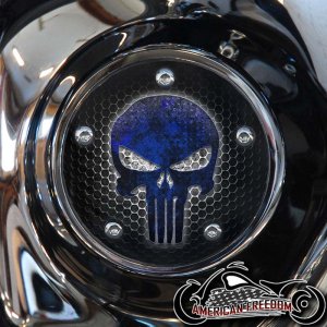 Custom Timing Cover - Punisher Blue Mesh