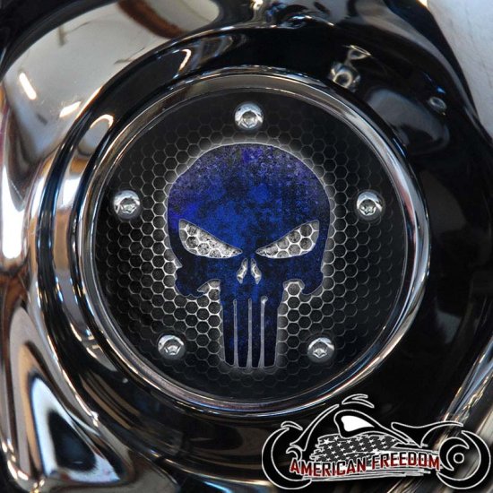 Custom Timing Cover - Punisher Blue Mesh