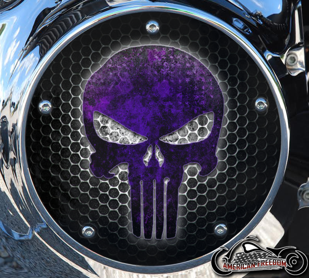Custom Derby Cover - Punisher Purple Mesh