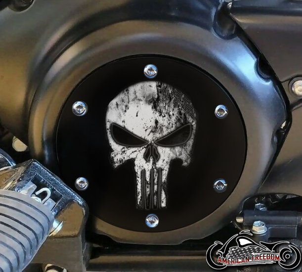 SUZUKI M109R Derby/Engine Cover - Distressed White Punisher