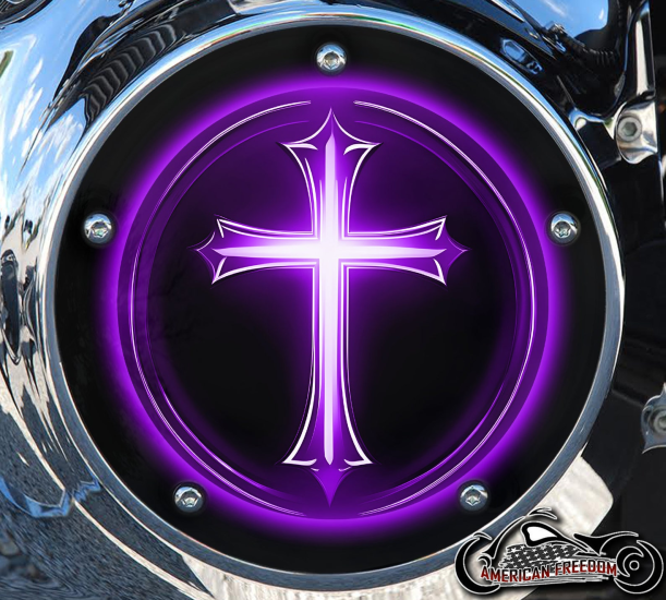 Custom Derby Cover - Purple Glowing Cross