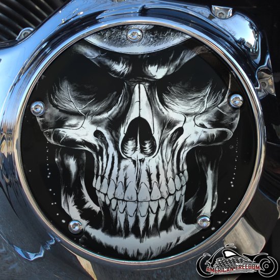 Chrome Harley Davidson Derby Cover - Reaper Face