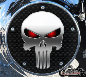 Custom Derby Cover - Punisher Red Eyes CF