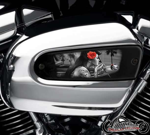 Harley Davidson Wedge Air Cleaner Insert - Red Flower Pin Up
