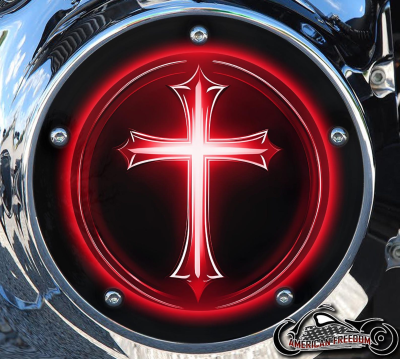 Custom Derby Cover - Red Glowing Cross