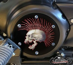 SUZUKI M109R Derby/Engine Cover - Mohawk Skull Red
