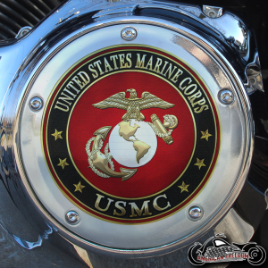 Chrome Harley Davidson Derby Cover - Red USMC