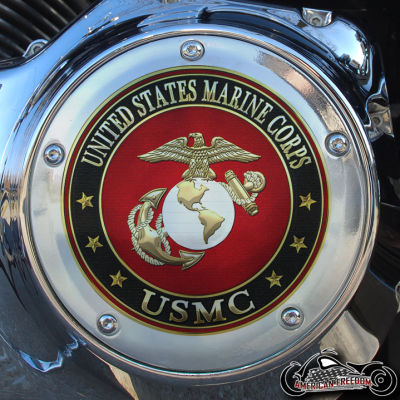 Chrome Harley Davidson Derby Cover - Red USMC