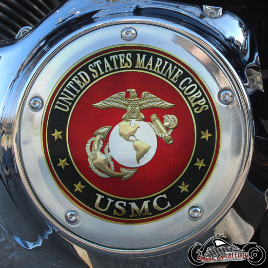 Chrome Harley Davidson Derby Cover - Red USMC