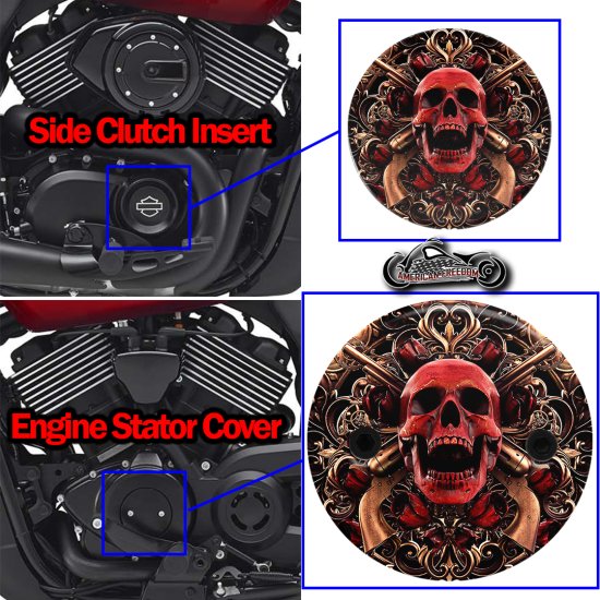 Harley Davidson XG500/XG750 2 Piece Set Skull and Guns bronze