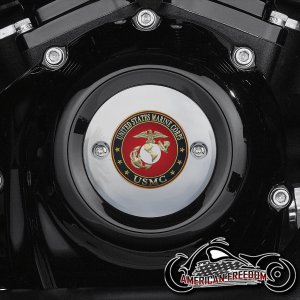 Chrome Harley Davidson Timing Cover - Red USMC Chrome Harley Davidson Timing Cover - Red USMC