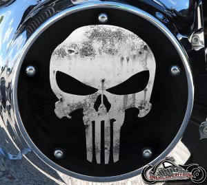 Custom Derby Cover - Rusted Punisher On Black Custom Derby Cover - Rusted Punisher On Black