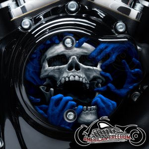 Harley Davidson VVT Cam Housing Unit - Torn Apart Skull Blue