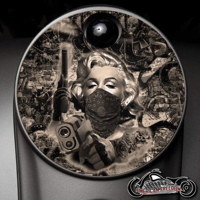 Custom Fuel Door - Marilyn Guns Sepia Tone