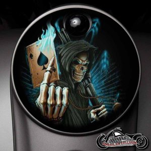 Custom Fuel Door - Reaper With Flame Ace (Blue)