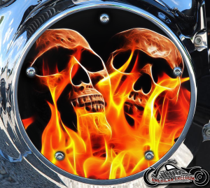 Custom Derby Cover - Skulls With Flames Custom Derby Cover - Skulls With Flames