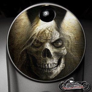 Custom Fuel Door - Skull With Hair