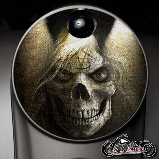 Custom Fuel Door - Skull With Hair