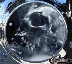 Custom Derby Cover - Smoking Skull Custom Derby Cover - Smoking Skull