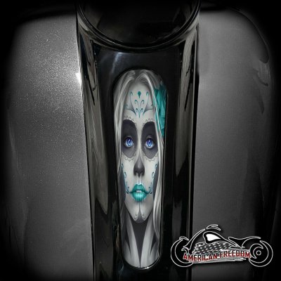 Harley 8 Inch Dash Insert - Sugar Skull (Teal)