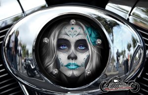 Custom Air Cleaner Cover - Sugar Skull (Teal)
