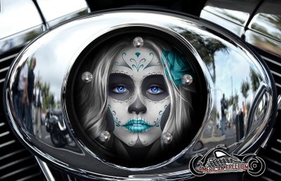 Custom Air Cleaner Cover - Sugar Skull (Teal)