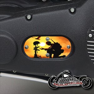 Custom Oval Inspection Cover - Sunset Battlefield Cross