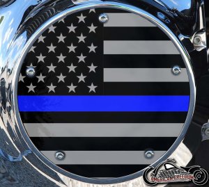 Custom Derby Cover - Thin Blue Line Flag Police