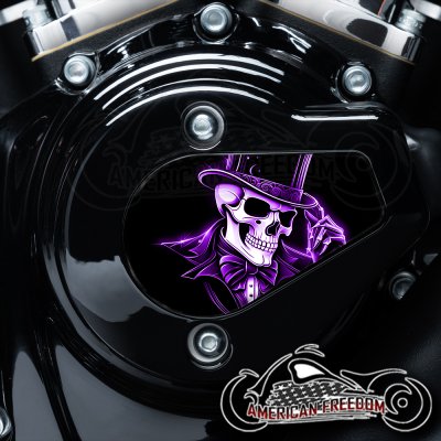 Harley Davidson VVT Timing Medallion - Top Hat Skull (Purple)