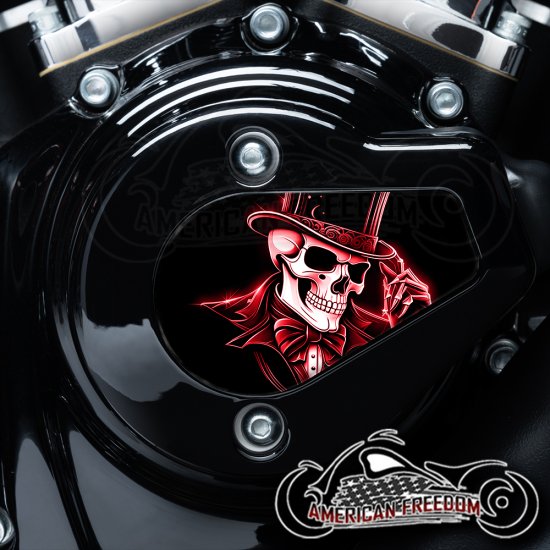 Harley Davidson VVT Timing Medallion - Top Hat Skull (Red)
