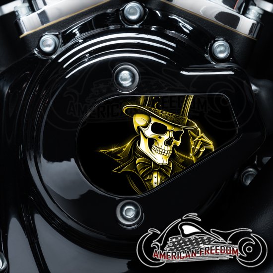 Harley Davidson VVT Timing Medallion - Top Hat Skull (Yellow)