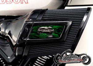 Harley 2025+ Heavy Breather Insert - Torn Apart Skull Green