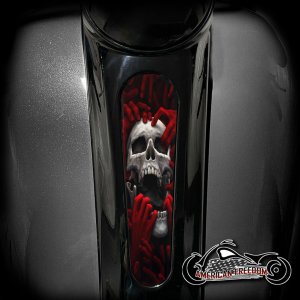 Harley 8 Inch Dash Insert - Torn Apart skull Red