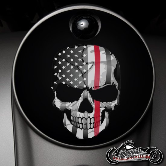 Custom Fuel Door - Thin Red Line Skull